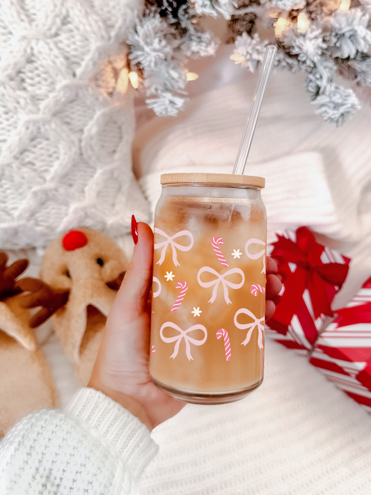 Candy Cane Coquette - Glass Cup