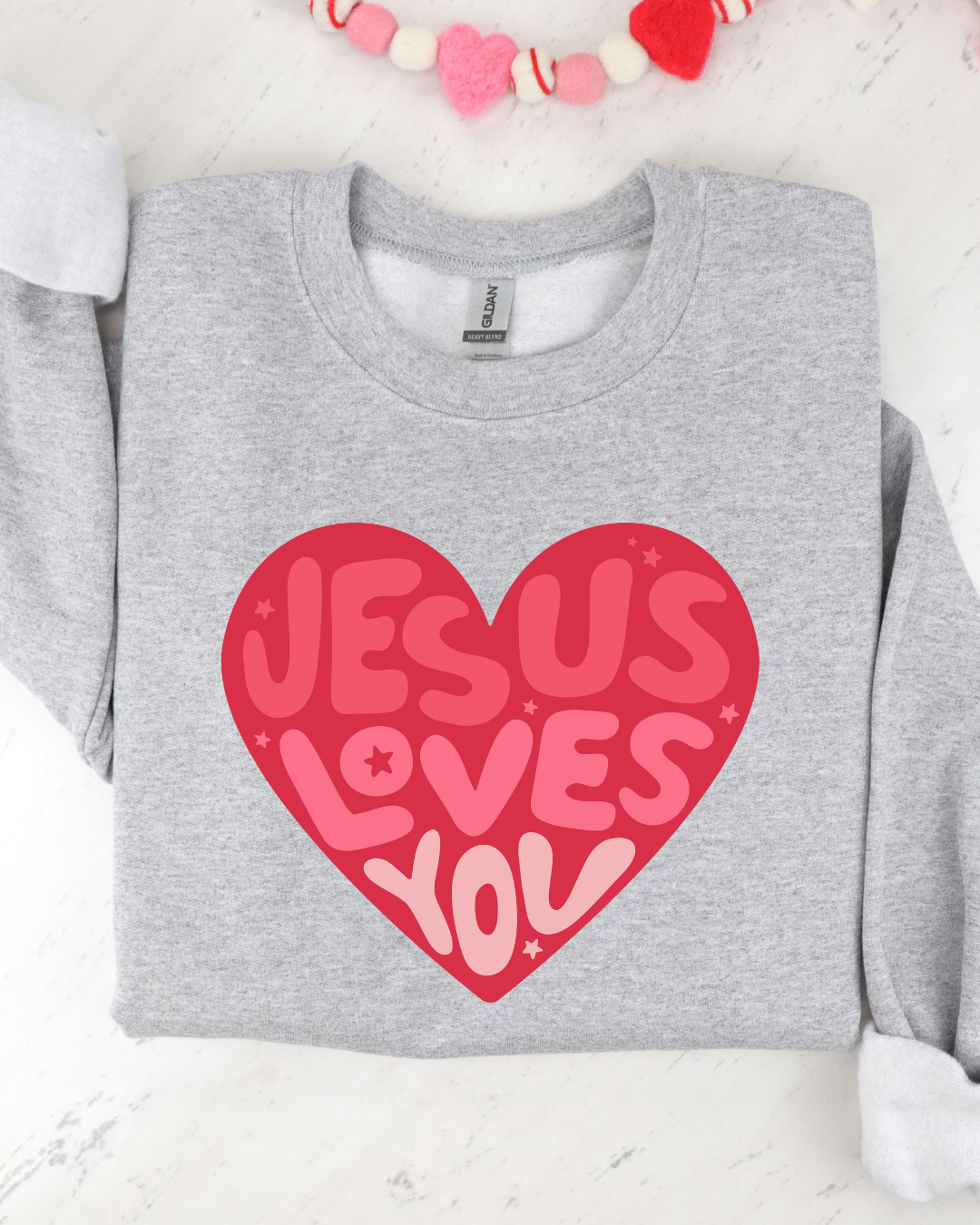 Jesus Loves You Heart - Faith Crewneck
