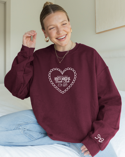 FF x Reading Through Realms - Anti-Social Book Club Sweatshirt - (Maroon w/ White Stitching)