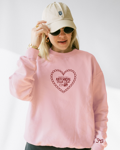 FF x Reading Through Realms - Anti-Social Book Club Sweatshirt - (Pink with Maroon Stitching)