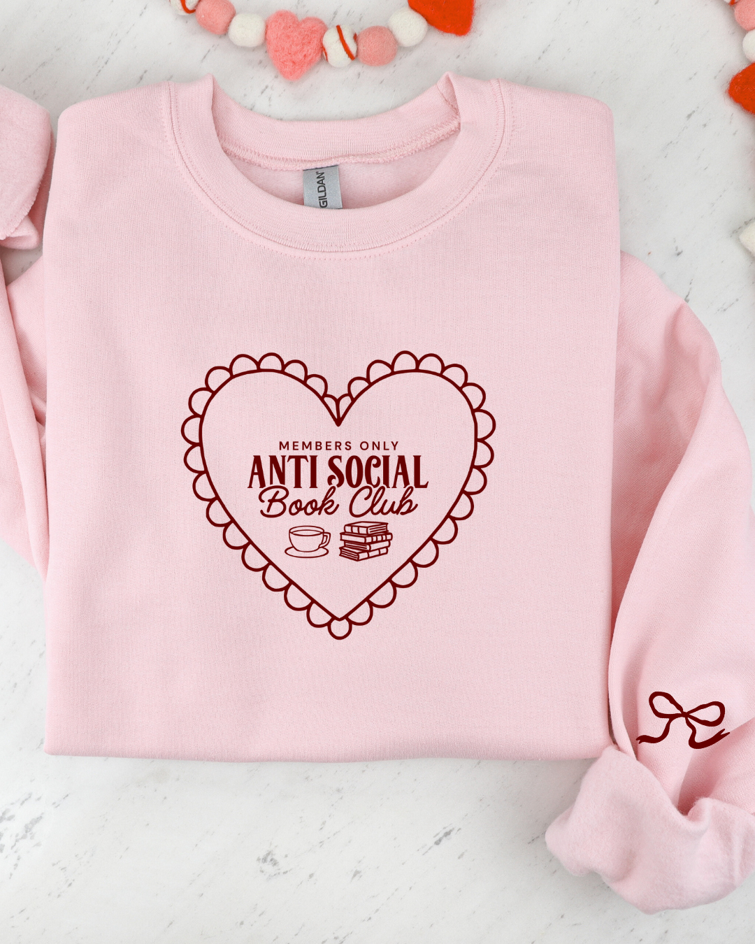FF x Reading Through Realms - Anti-Social Book Club Sweatshirt - (Pink with Maroon Stitching)