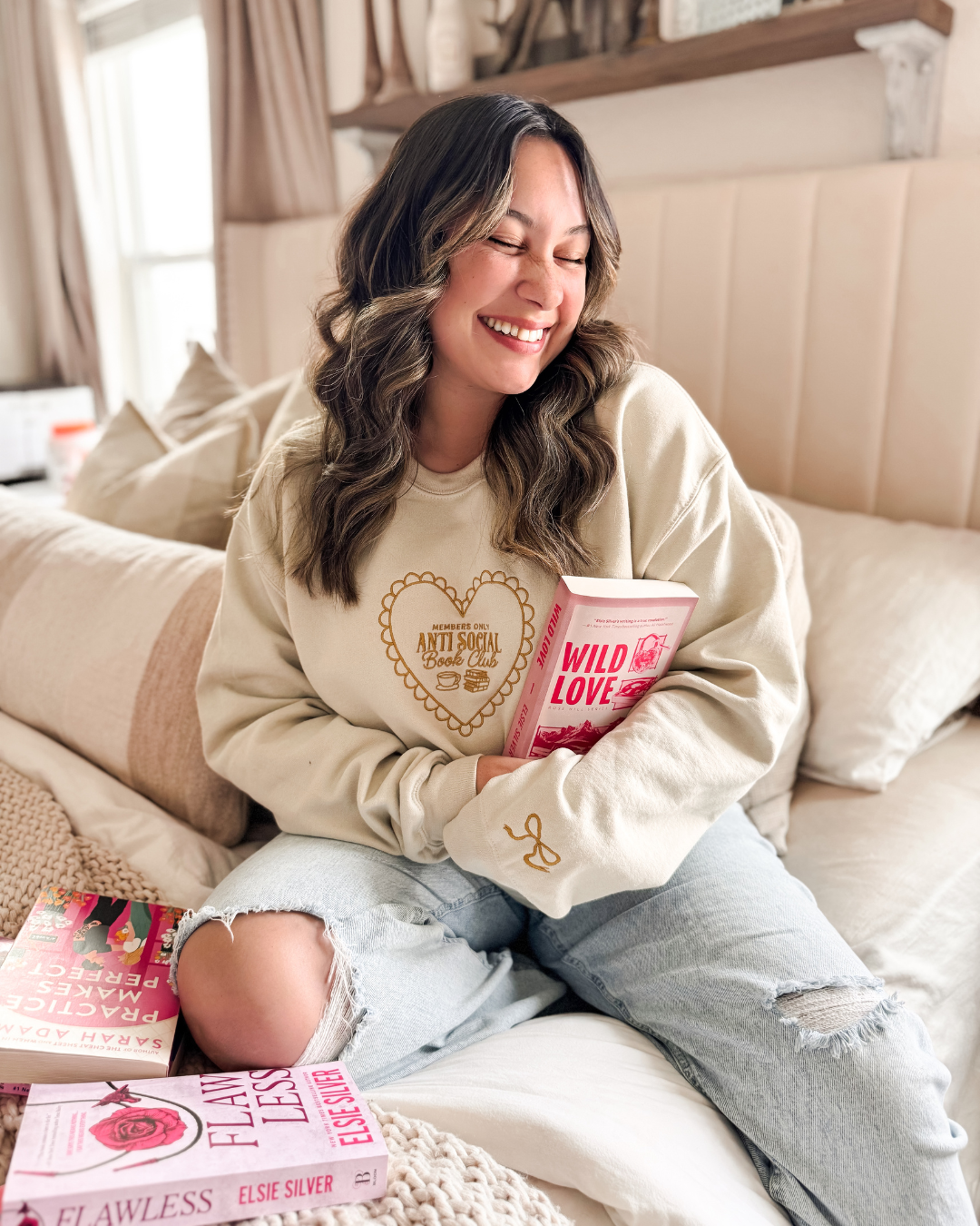 FF x Reading Through Realms - Anti-Social Book Club Sweatshirt - (Monochrome Sand)