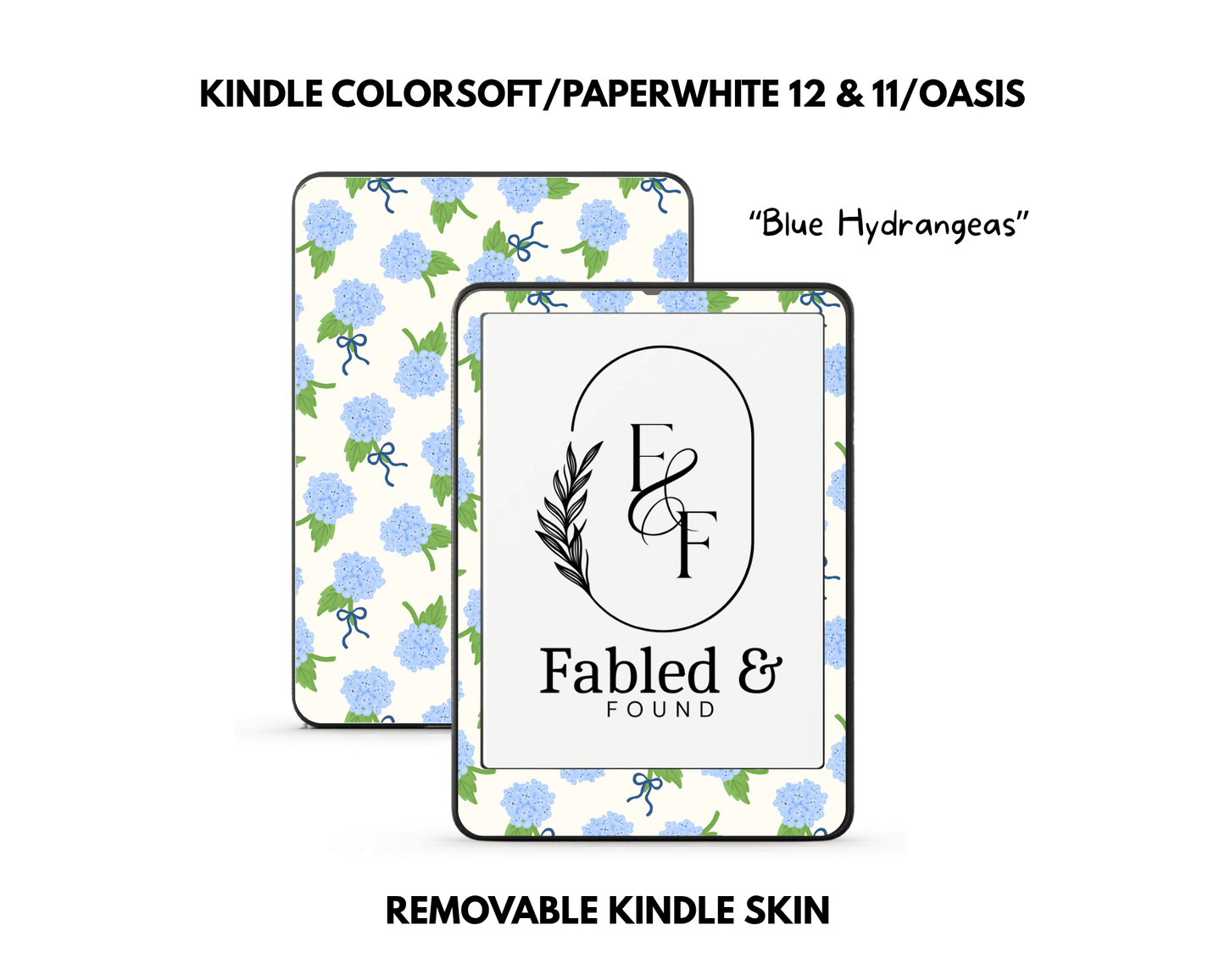 Blue Hydrangeas - Kindle Skin