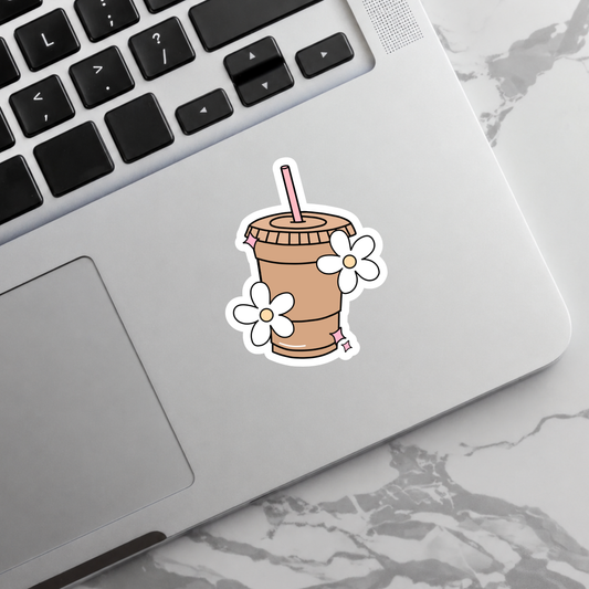 Iced Coffee + Daisies - Sticker