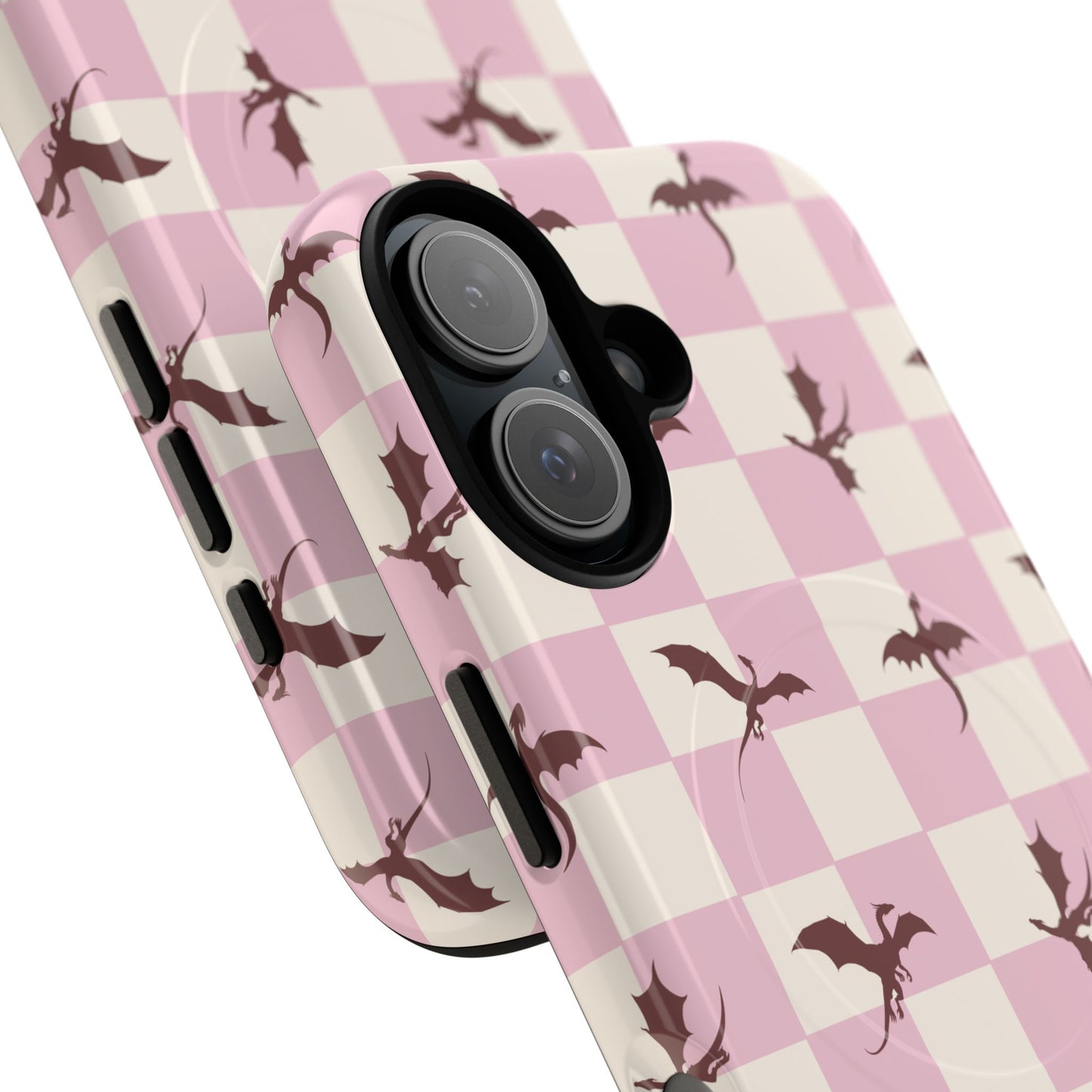 Dragon Check Phone Case — Pink