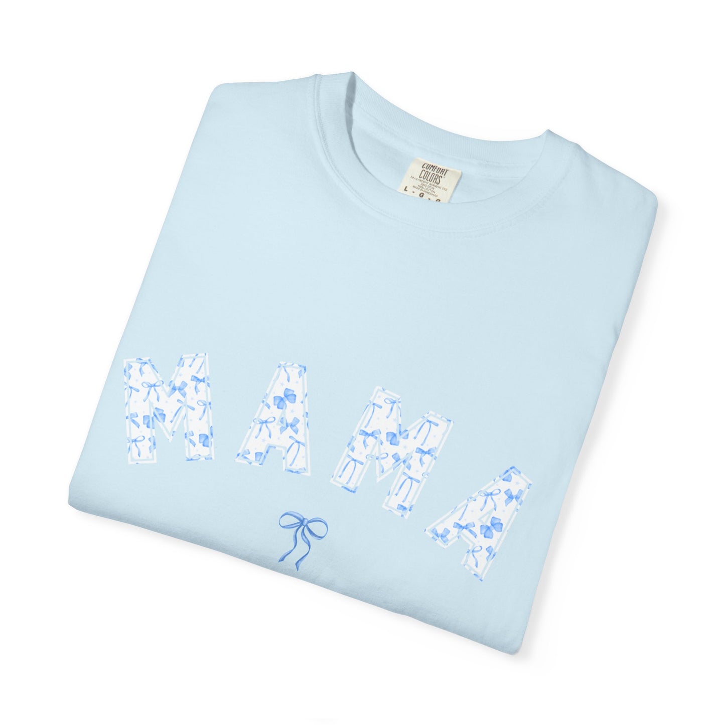 Blue Bow Coquette MAMA - Comfort Colors Tee