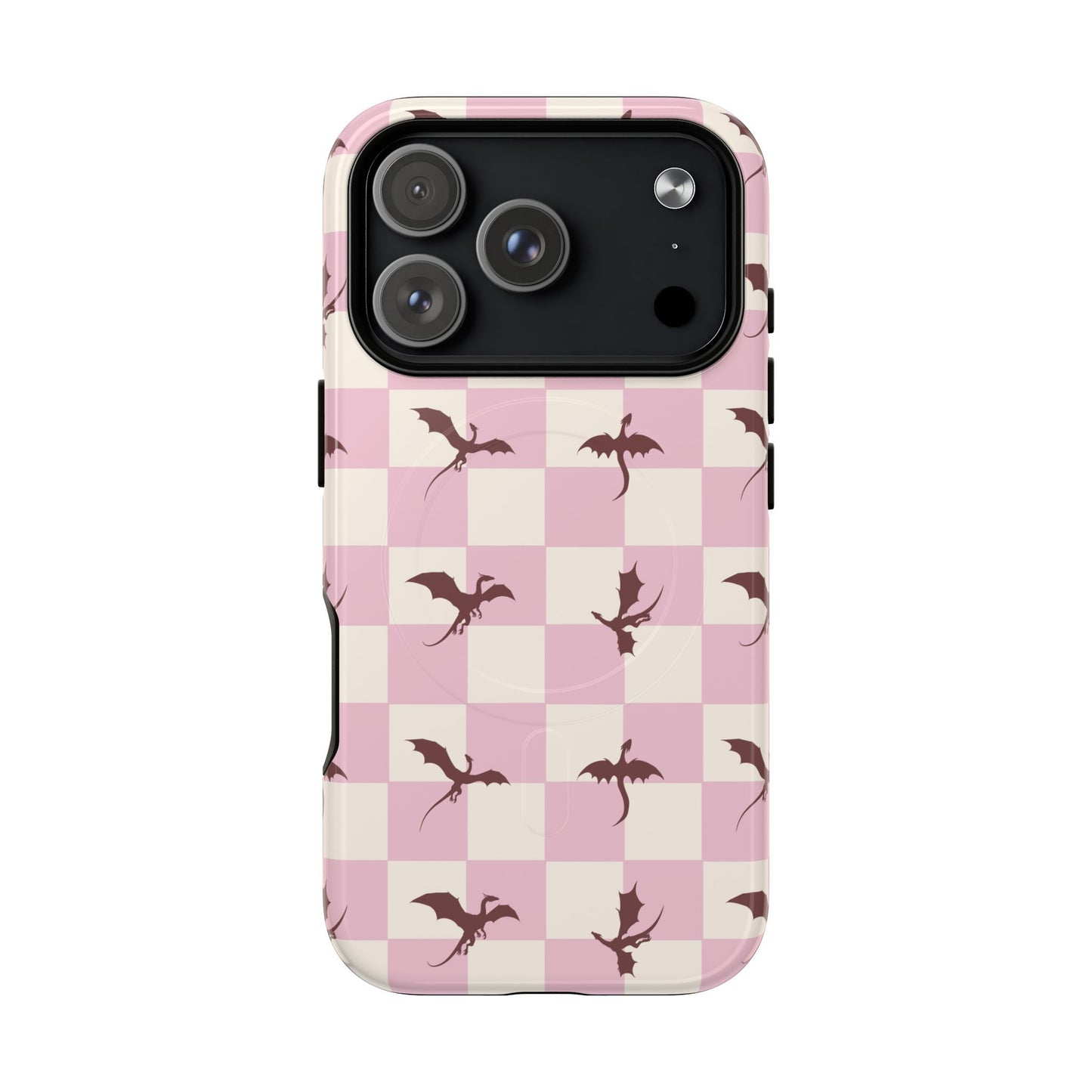 Dragon Check Phone Case — Pink