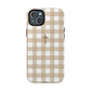 Beige Gingham Cross - Phone Case