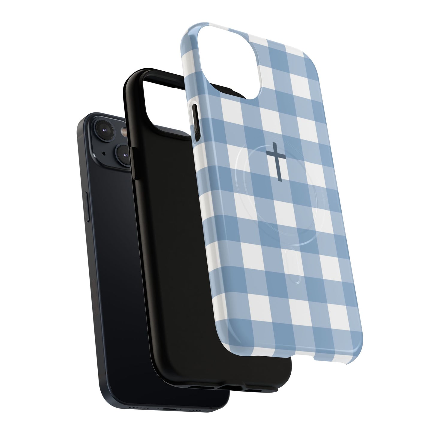 Blue Gingham Cross - Phone Case