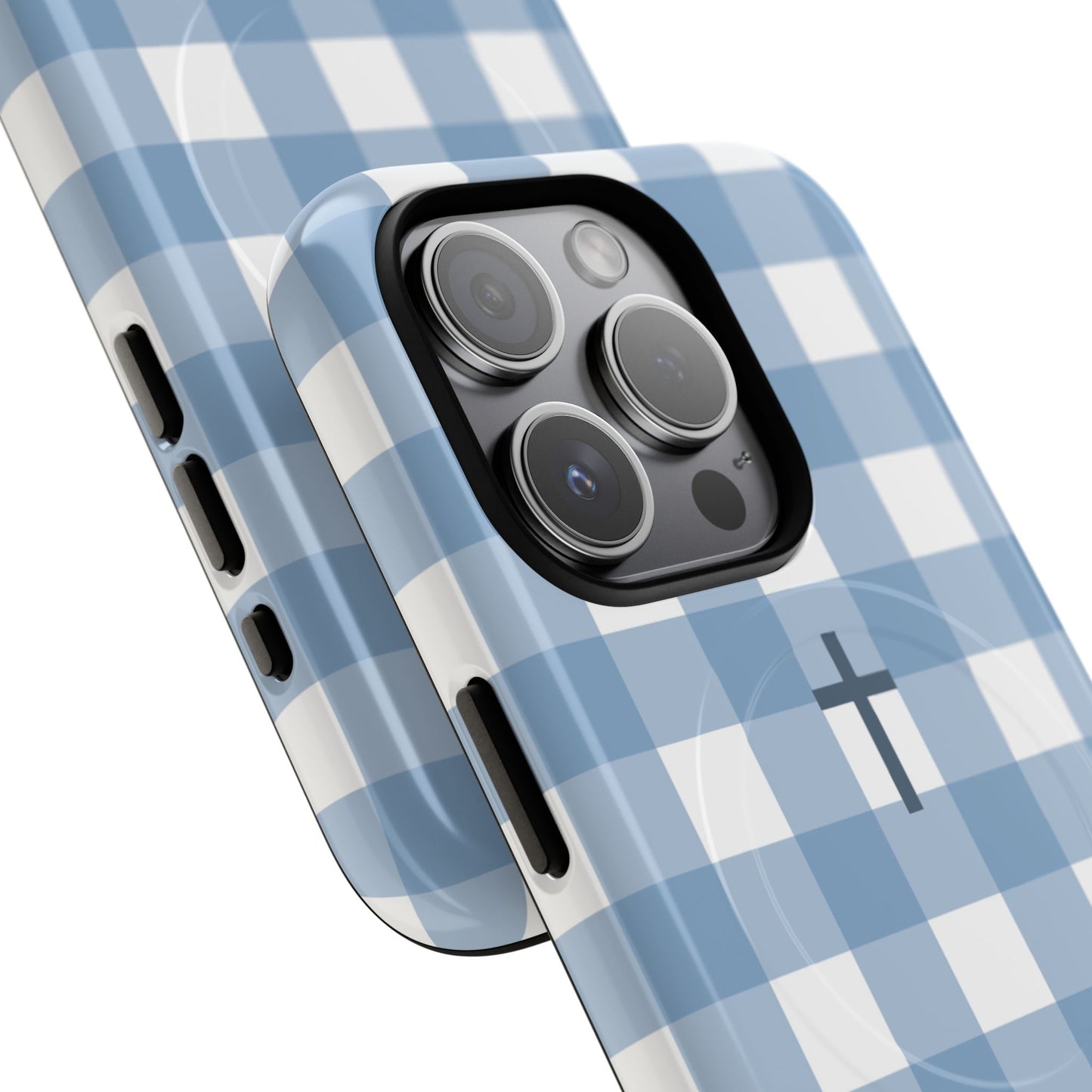 Blue Gingham Cross - Phone Case