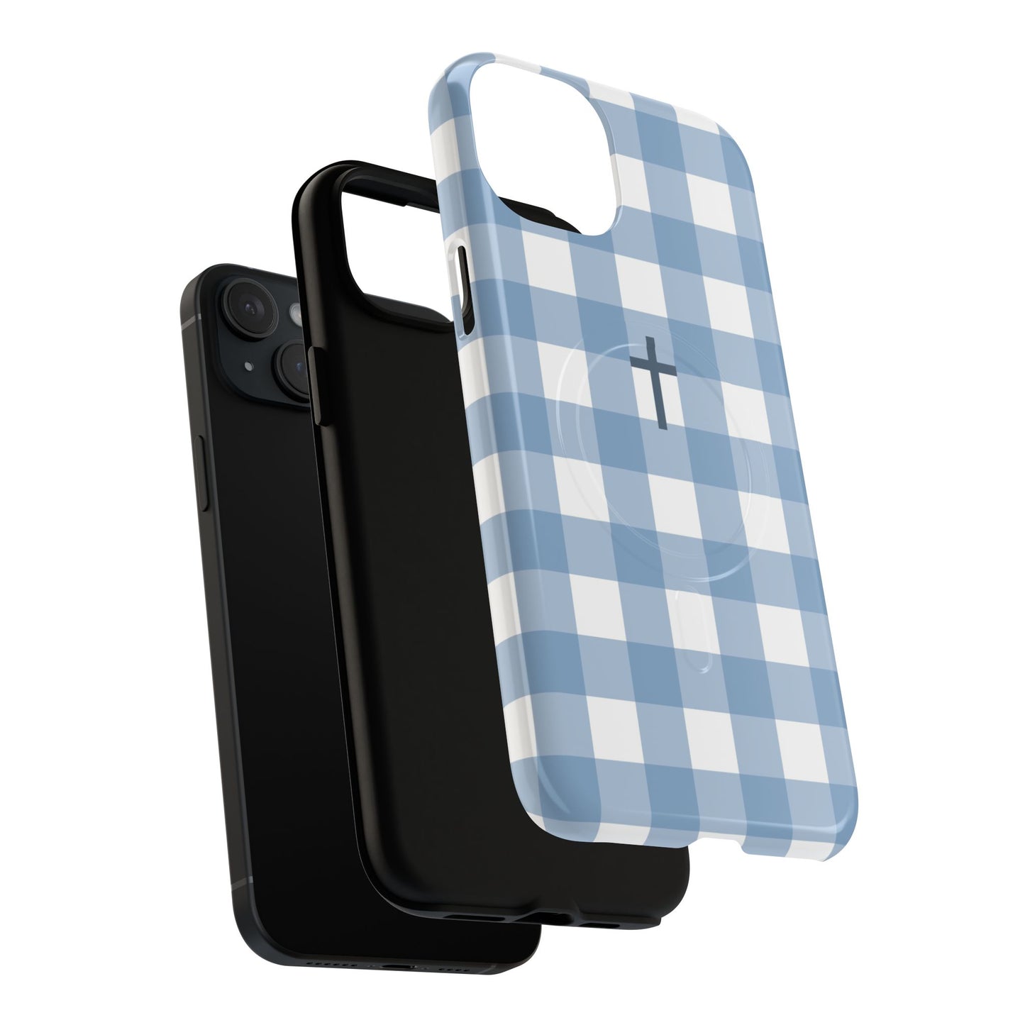 Blue Gingham Cross - Phone Case
