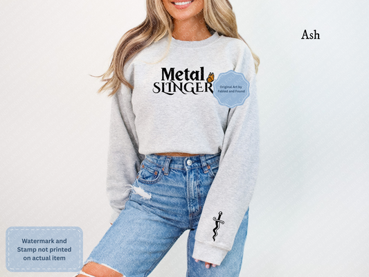 Metal Slinger Embroidered Sweatshirt (Grey with Orange Butterfly)