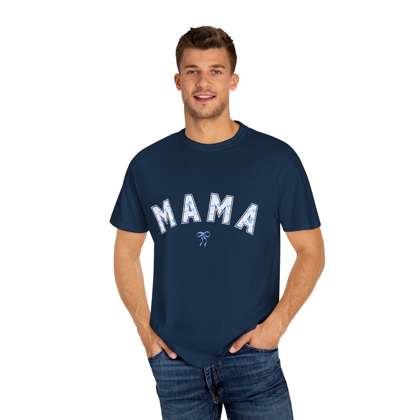 Blue Bow Coquette MAMA - Comfort Colors Tee