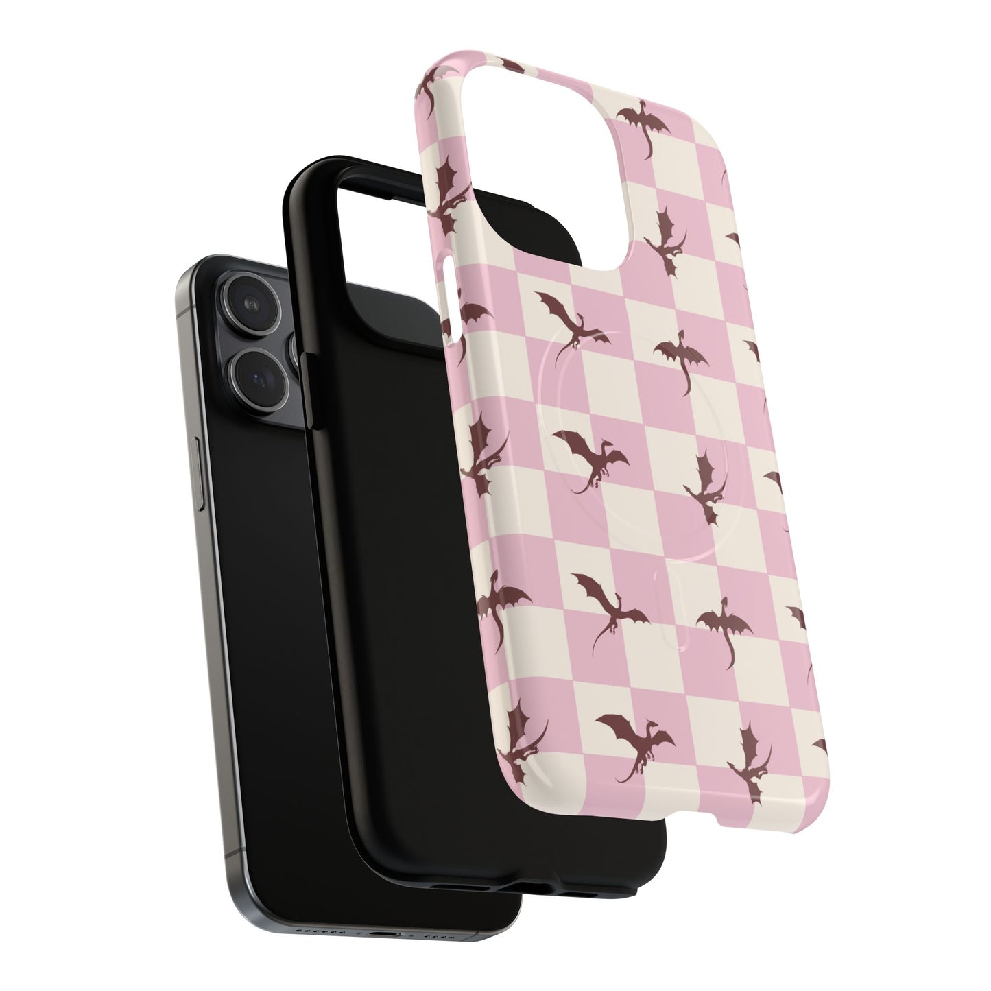 Dragon Check Phone Case — Pink