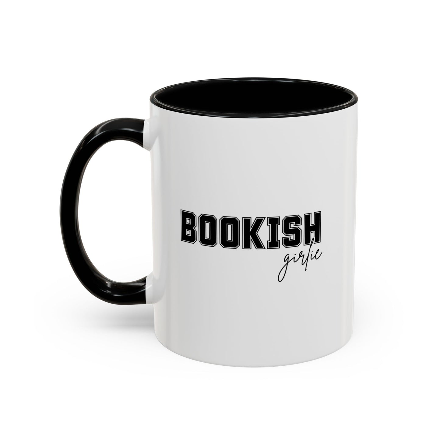 Bookish Girlie Black Coffee Cup, Accent Mugs for Readers, Perfect Gift for Book Lovers, Cozy Home Decor, Literary Gift Idea