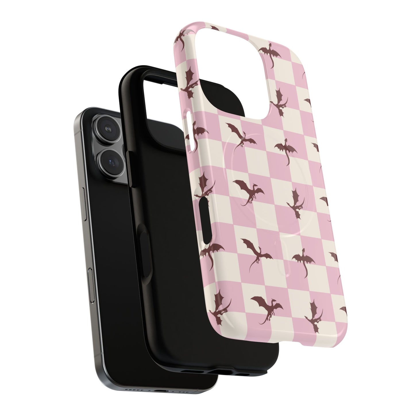 Dragon Check Phone Case — Pink