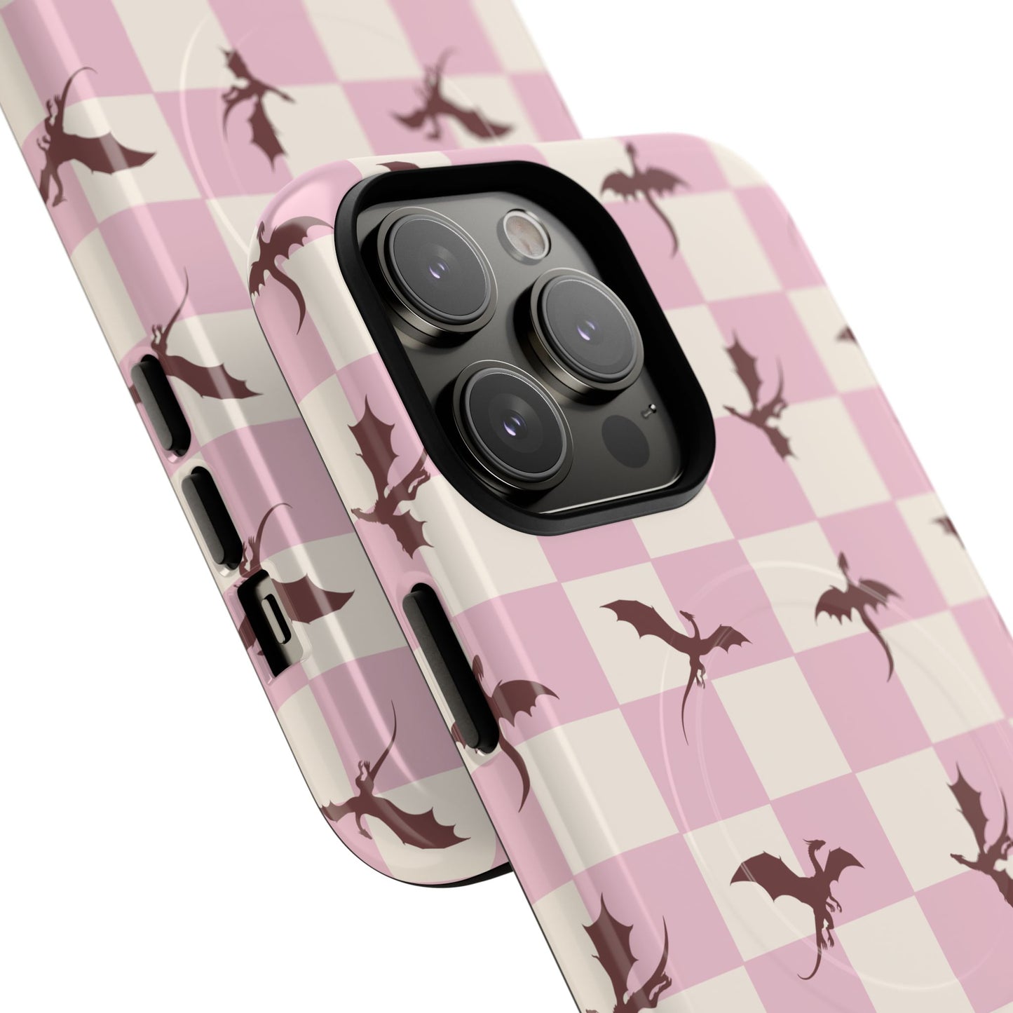 Dragon Check Phone Case — Pink