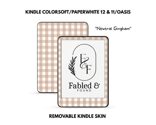 Neutral Gingham - Kindle Skin