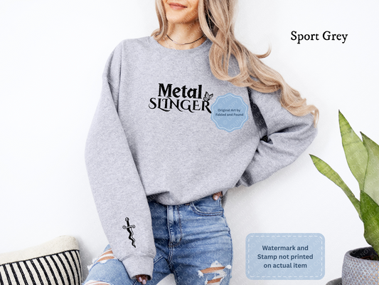 Metal Slinger Embroidered Sweatshirt (Grey with Black Butterfly)