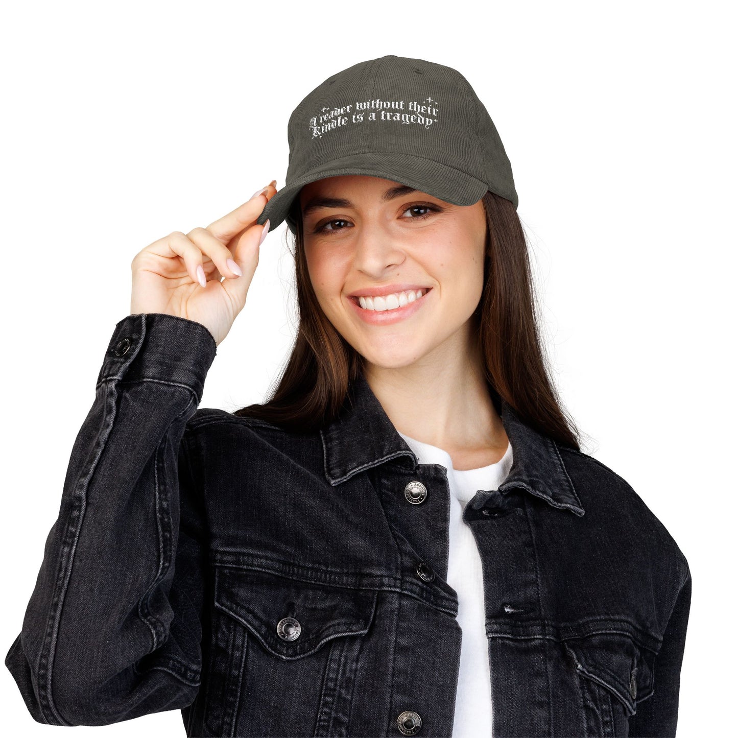 A Reader Without Their Kindle - Embroidered Corduroy Hat