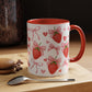 Strawberry Bow Coquette Accent Coffee Mug — 11/15oz Cute Café Aesthetic