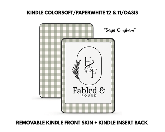 Sage Gingham - Kindle Skin