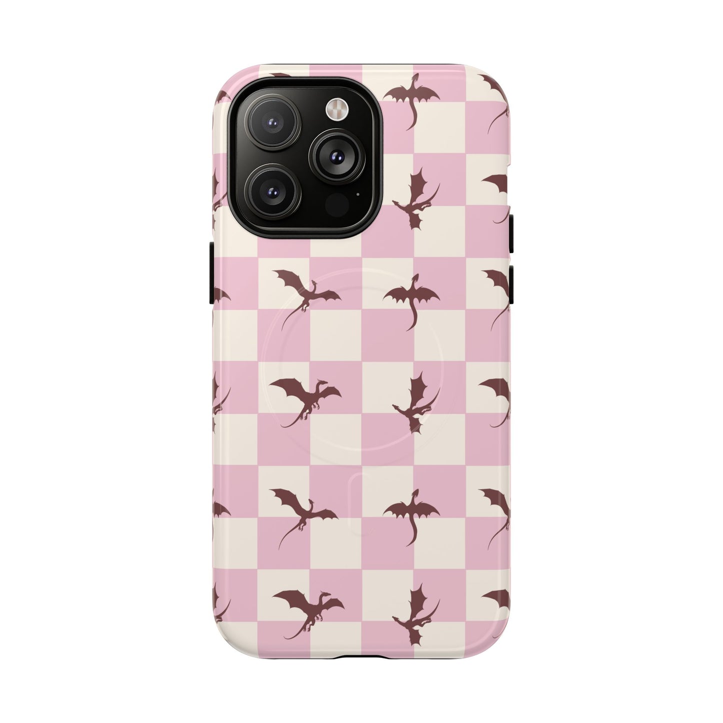 Dragon Check Phone Case — Pink