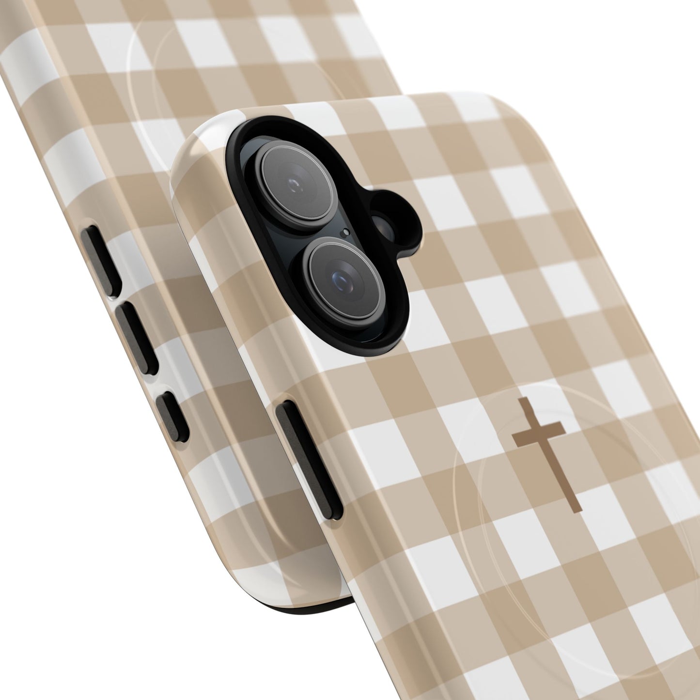Beige Gingham Cross - Phone Case
