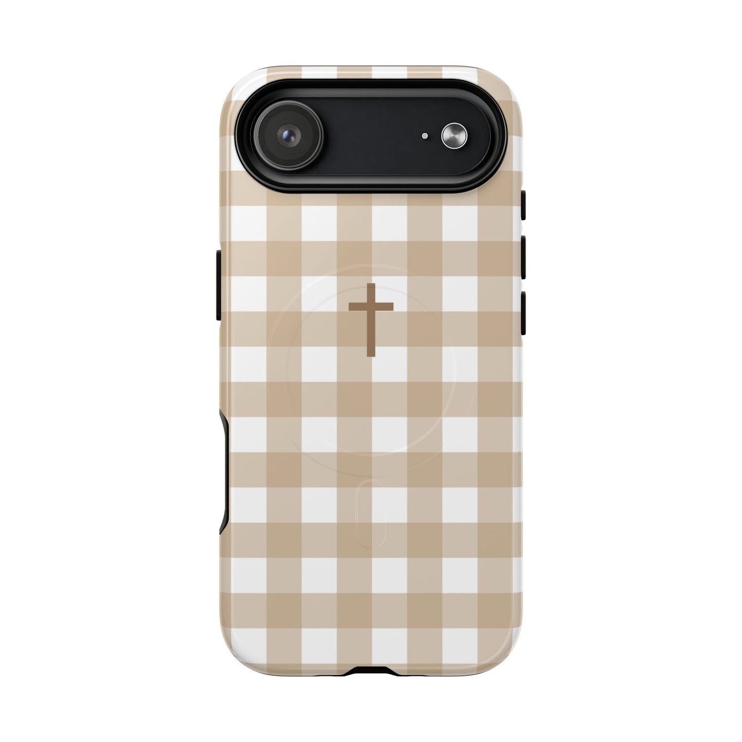 Beige Gingham Cross - Phone Case