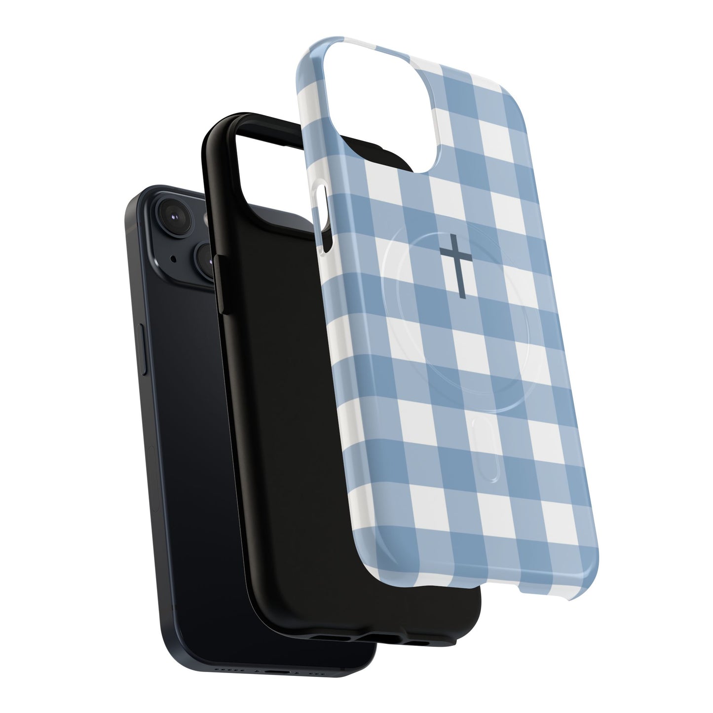Blue Gingham Cross - Phone Case
