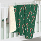 Green Candy Cane Sherpa Blanket