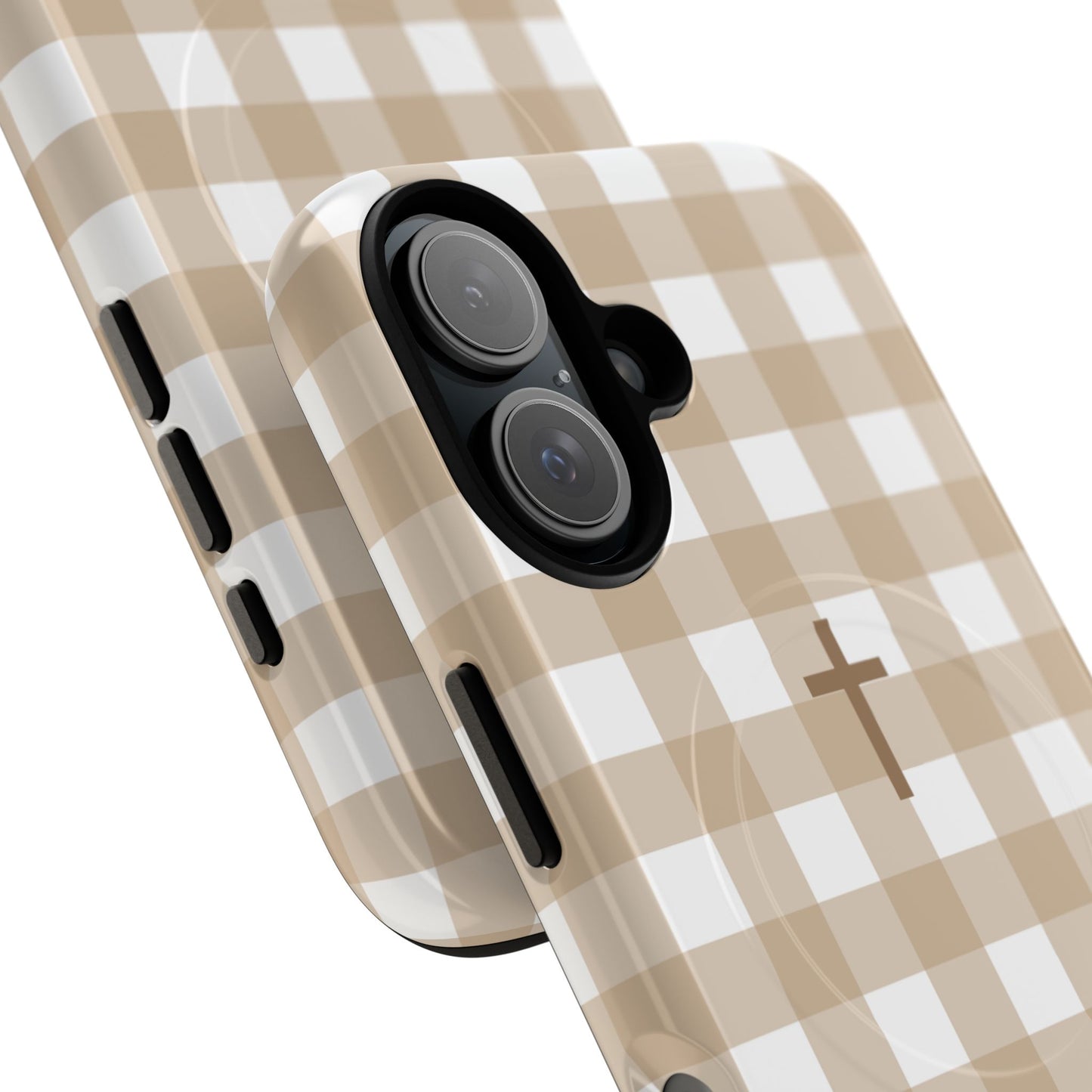 Beige Gingham Cross - Phone Case
