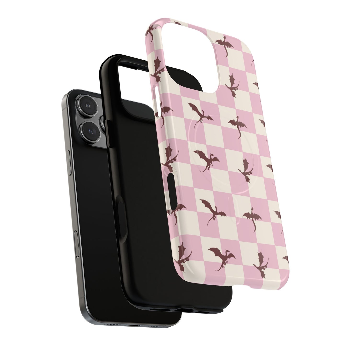 Dragon Check Phone Case — Pink