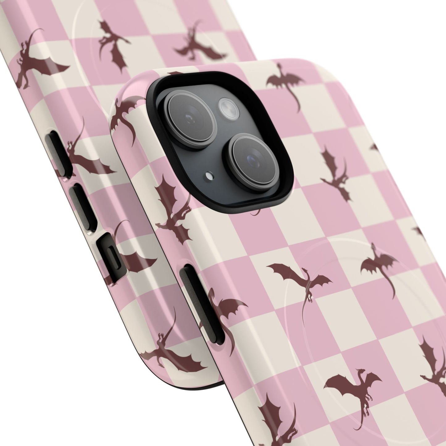 Dragon Check Phone Case — Pink