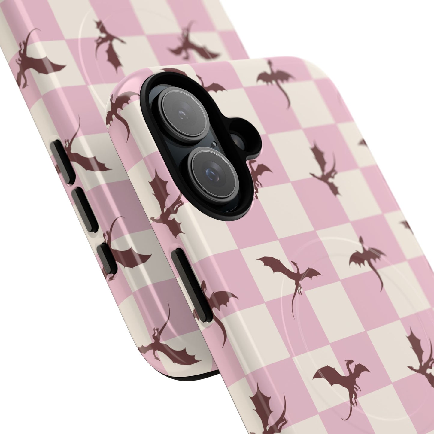 Dragon Check Phone Case — Pink