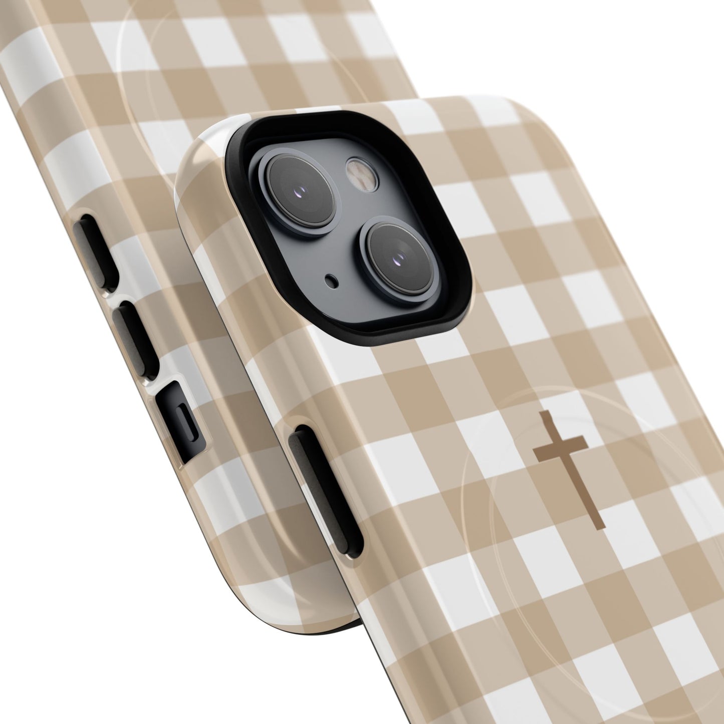 Beige Gingham Cross - Phone Case