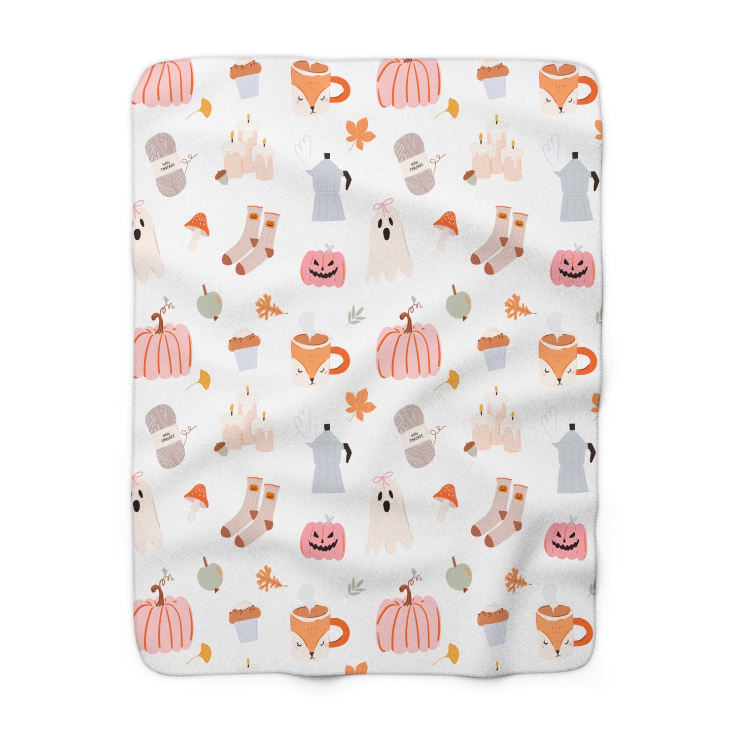 Fall Girlie Pattern Sherpa Fleece Blanket | Perfect for Autumn Comfort, Halloween Decor, Snuggling, Gifts for Her, Home Decor