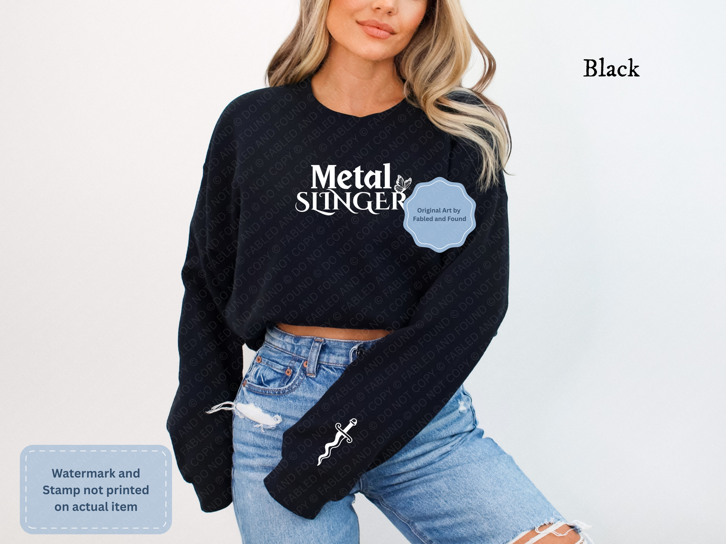 Metal Slinger Embroidered Sweatshirt (Black and White)