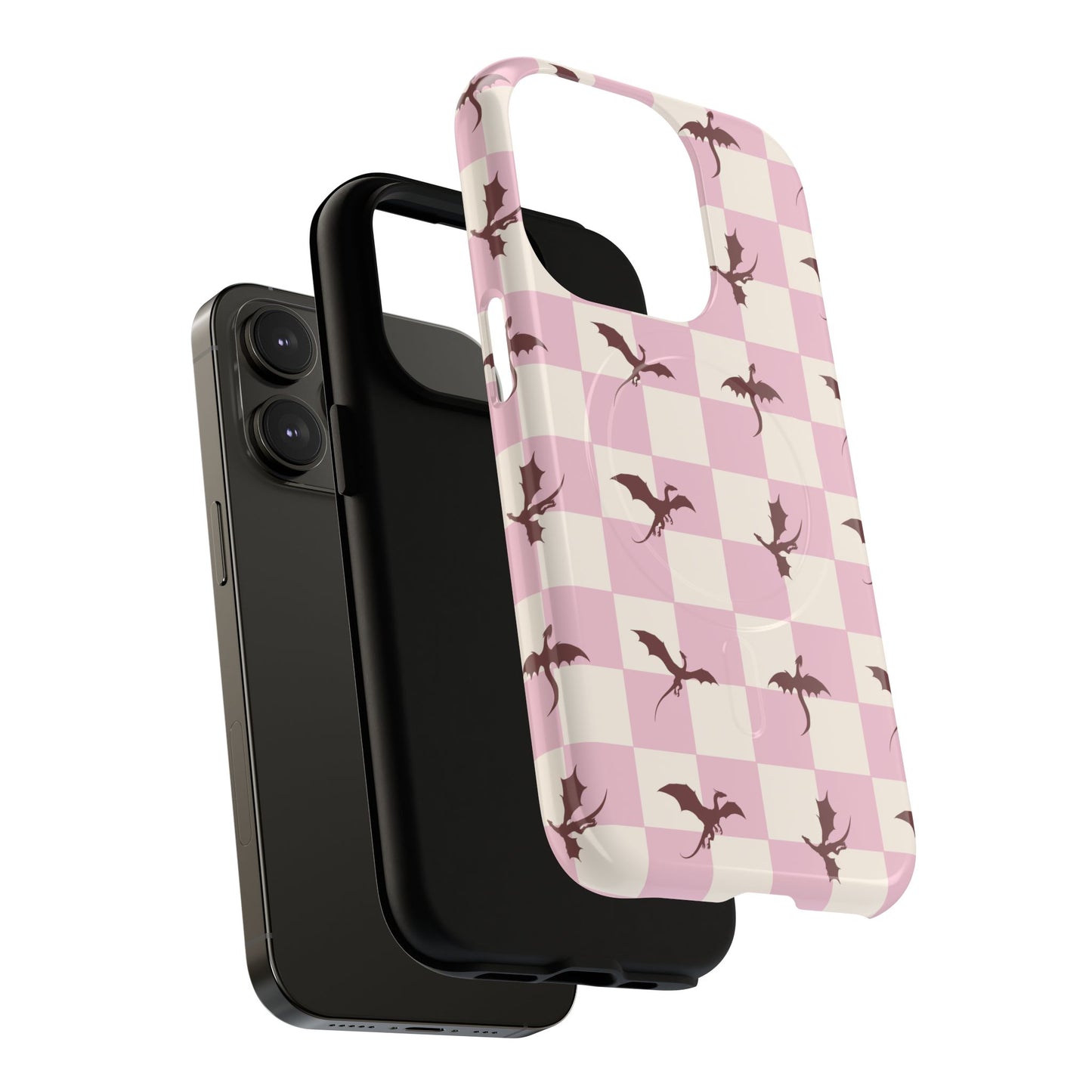 Dragon Check Phone Case — Pink