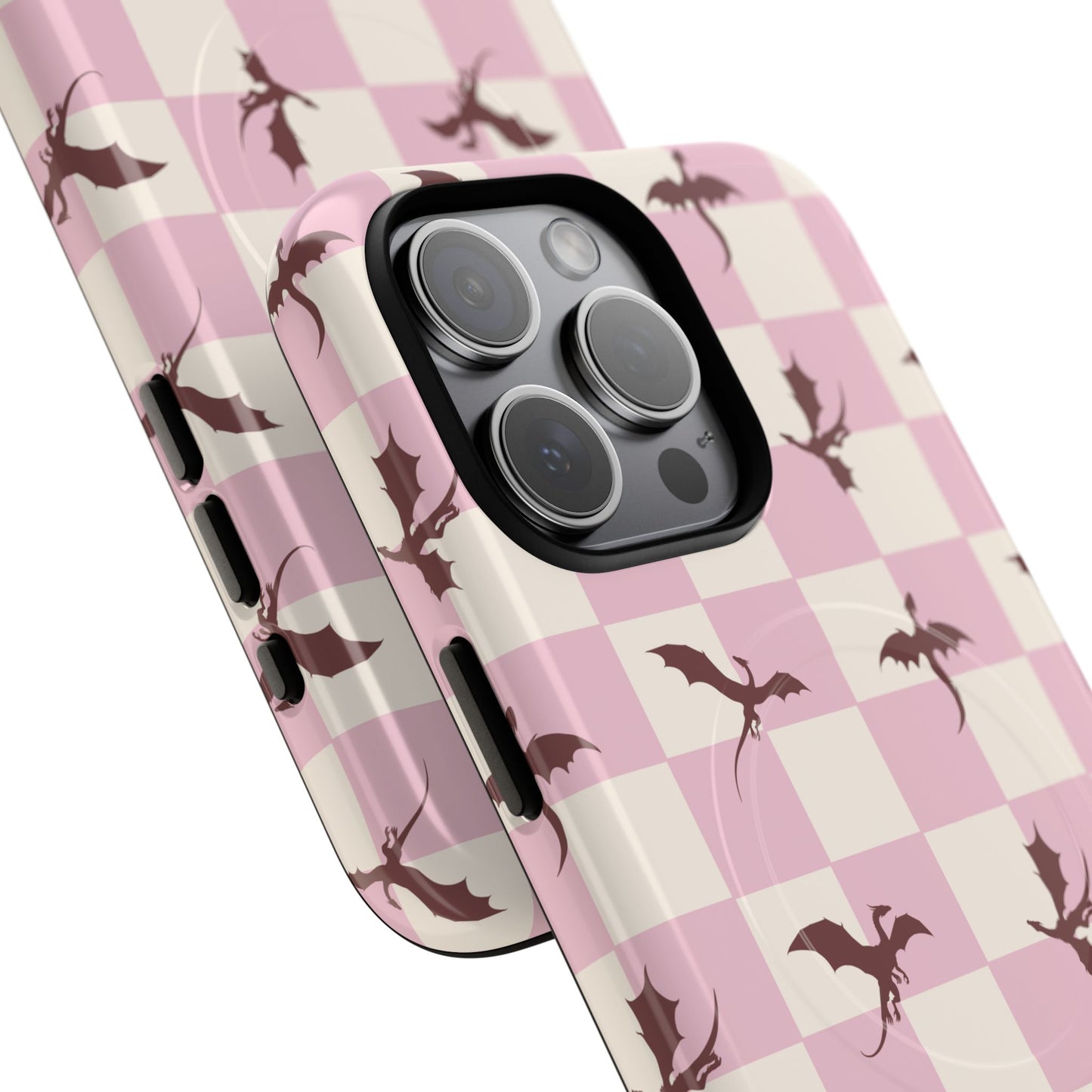 Dragon Check Phone Case — Pink