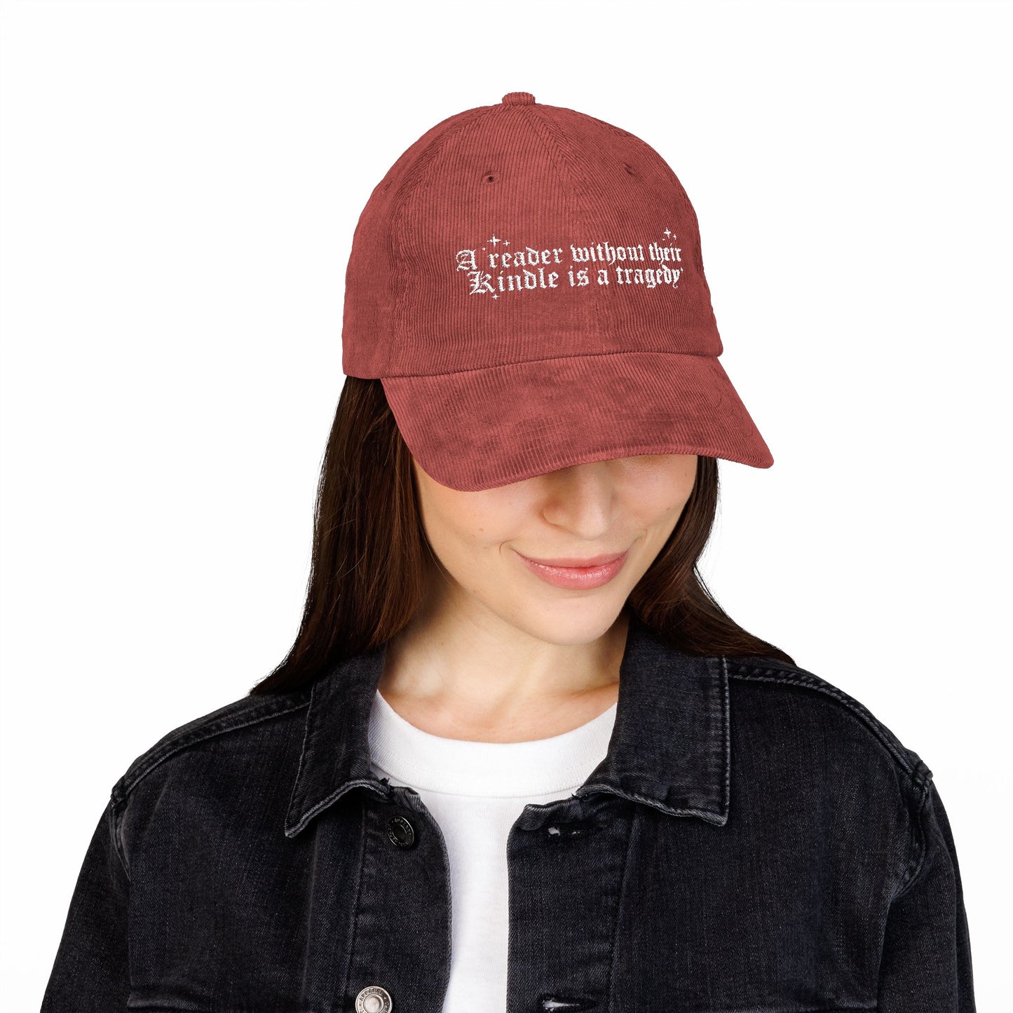 A Reader Without Their Kindle - Embroidered Corduroy Hat