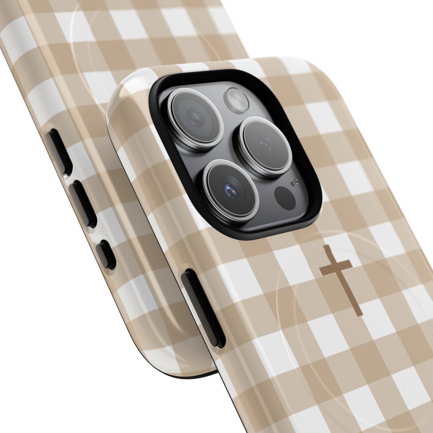 Beige Gingham Cross - Phone Case