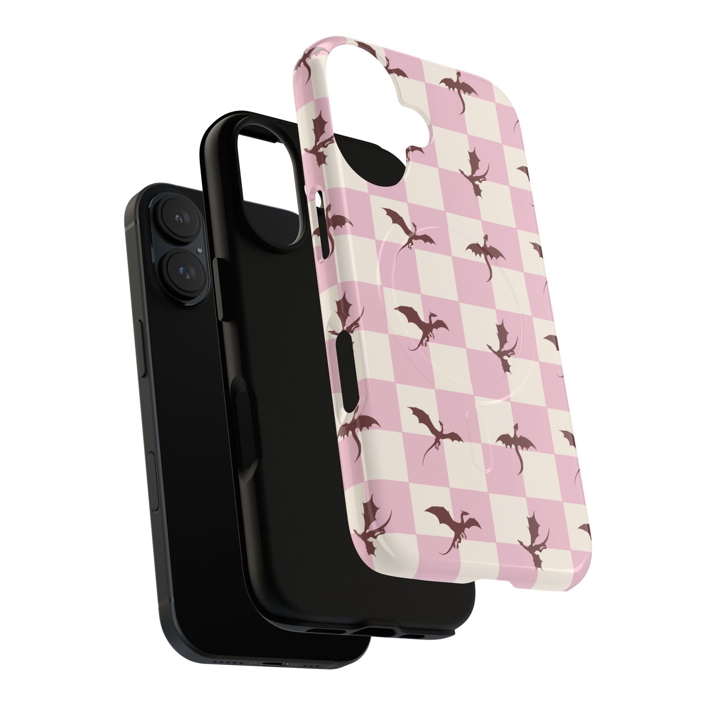 Dragon Check Phone Case — Pink