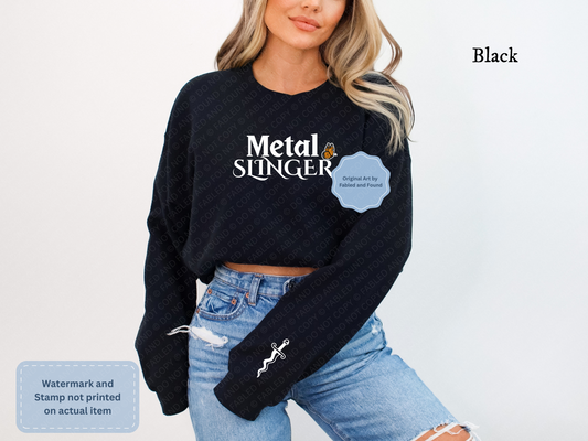 Metal Slinger Embroidered Sweatshirt (Black with Orange Butterfly)