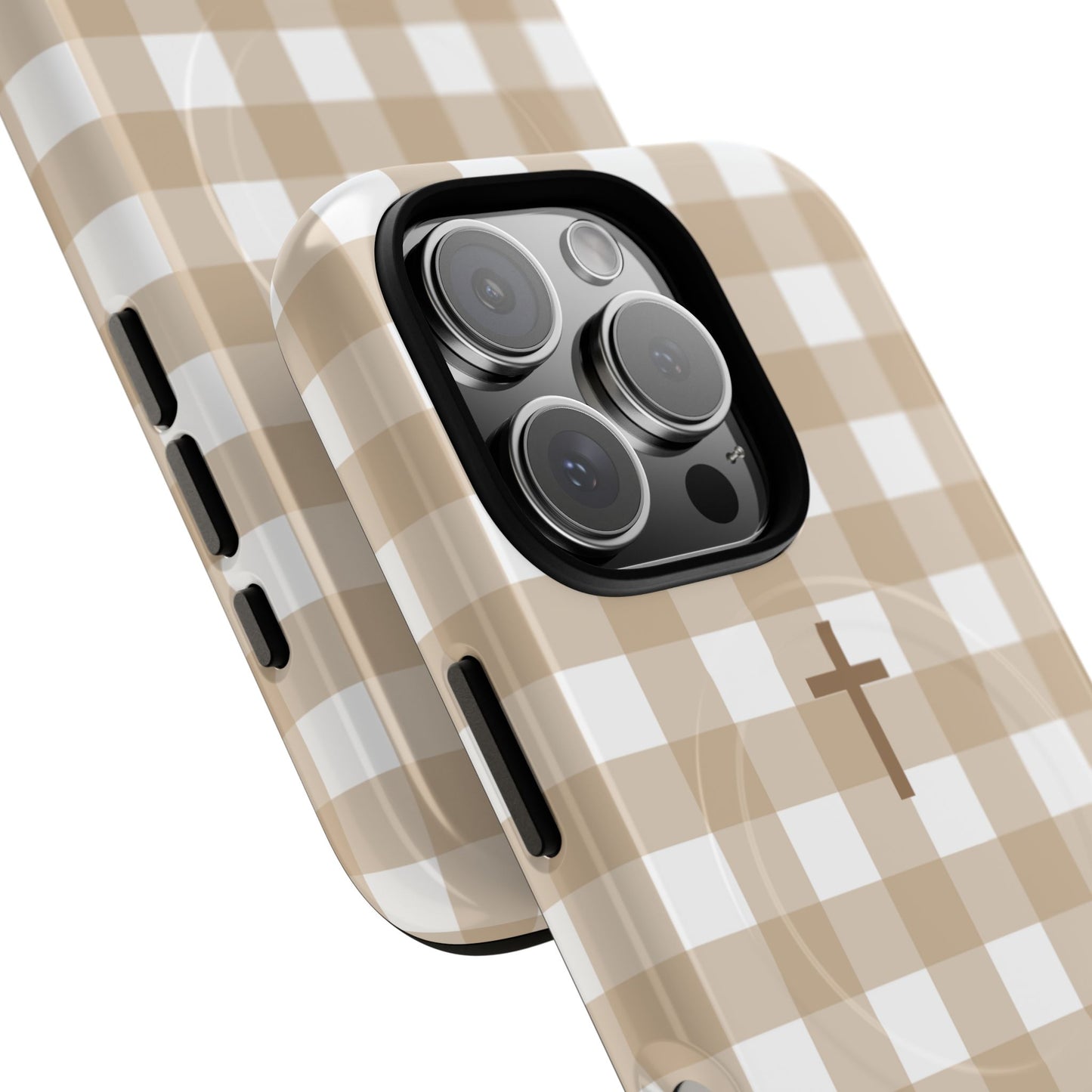 Beige Gingham Cross - Phone Case
