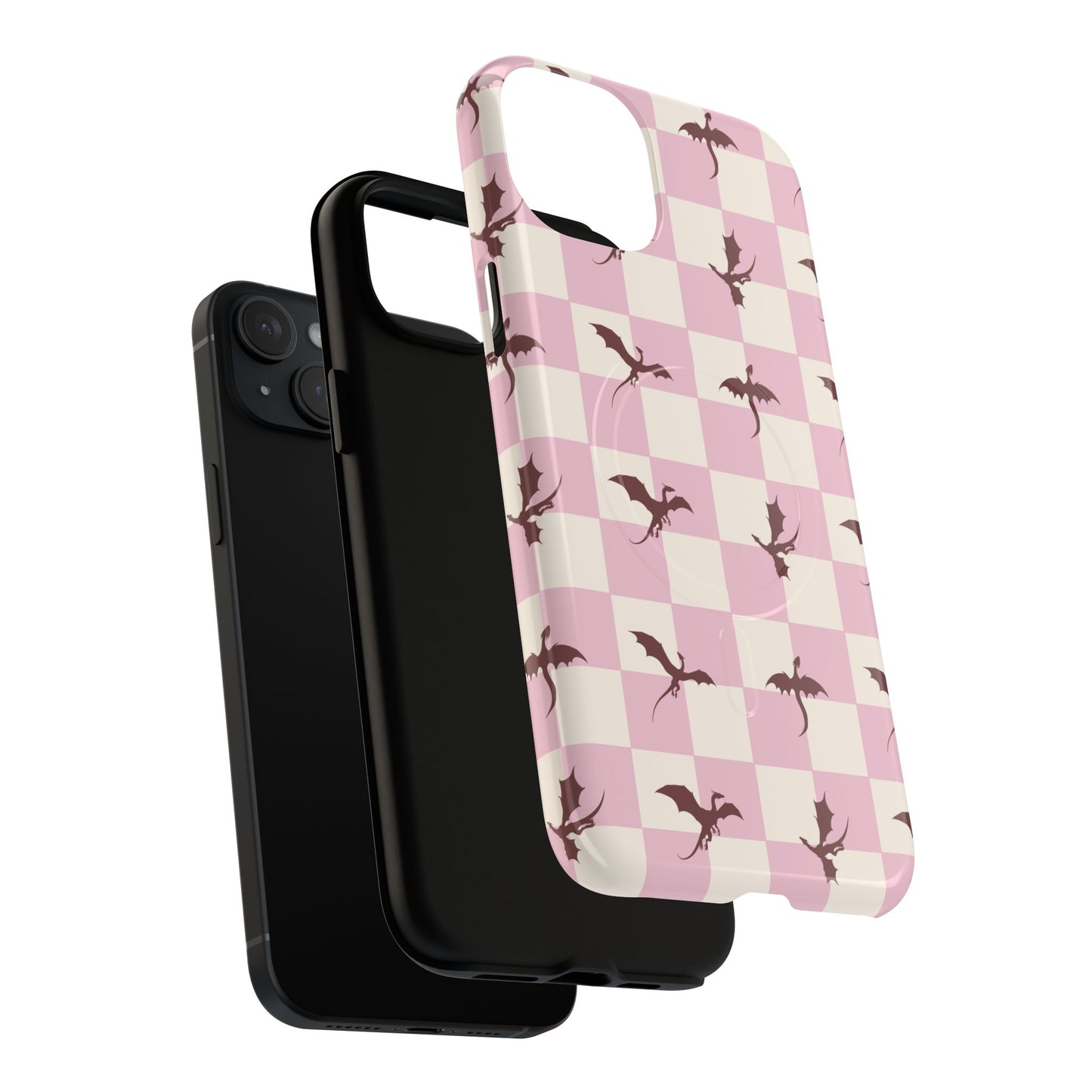 Dragon Check Phone Case — Pink