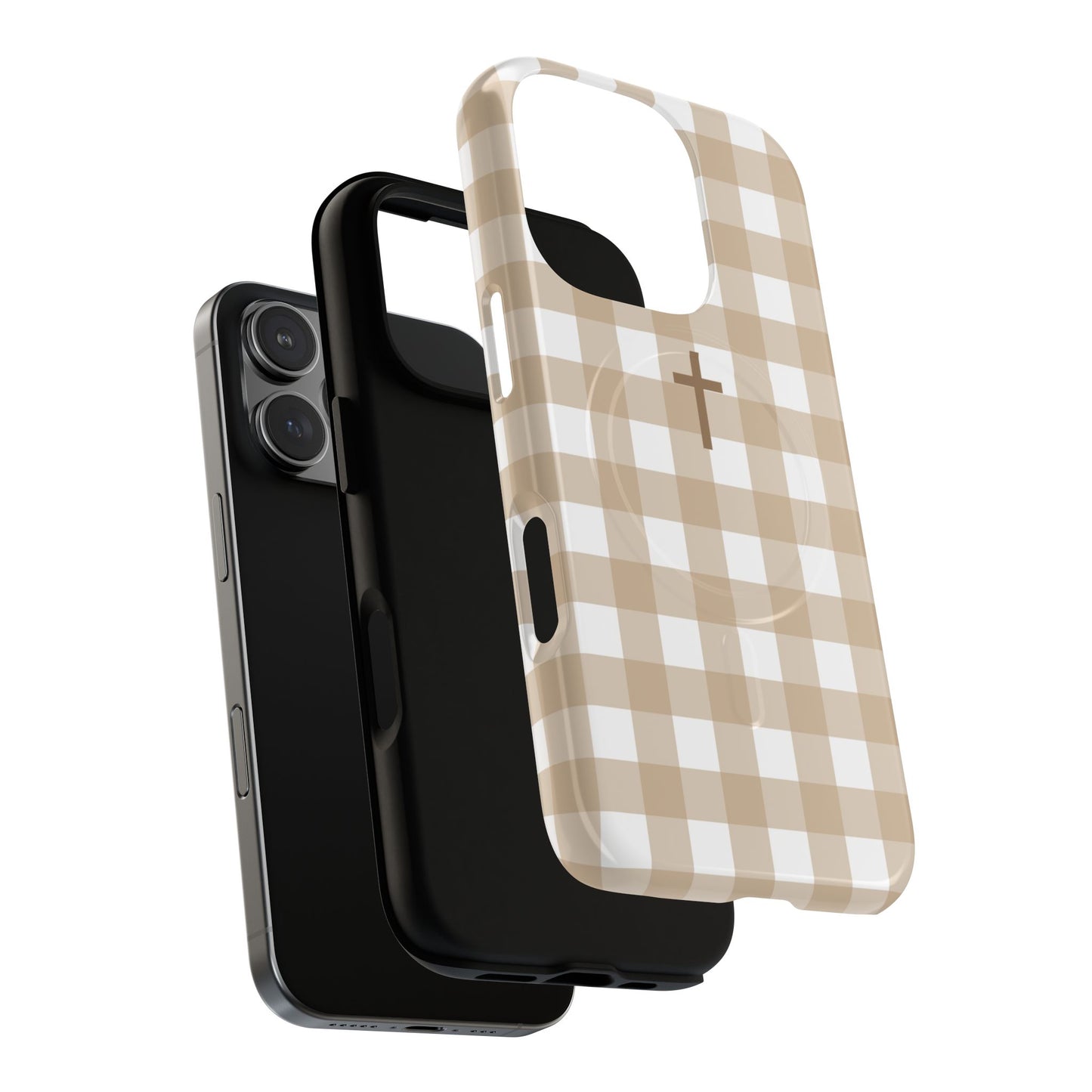 Beige Gingham Cross - Phone Case