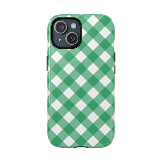Green Gingham iPhone Case