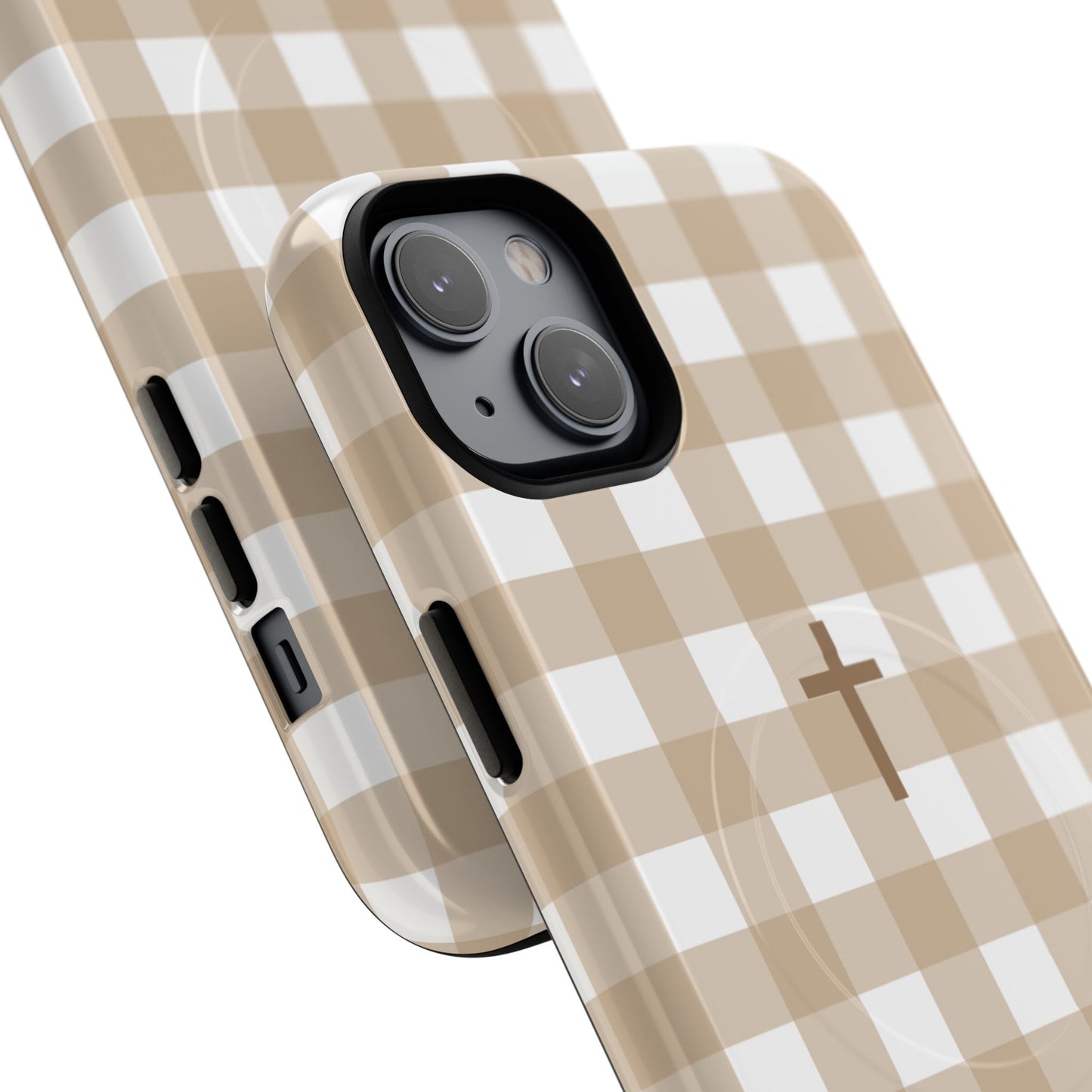 Beige Gingham Cross - Phone Case