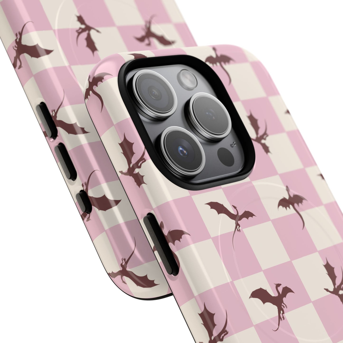 Dragon Check Phone Case — Pink